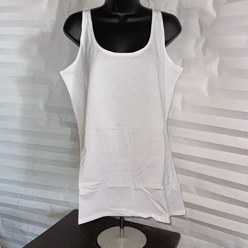 Metrostyle Women’s Thin White Tank Top Size XL Basic Summer Tee